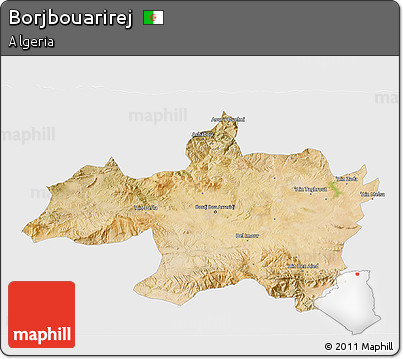 Satellite 3D Map of Borjbouarirej, single color outside