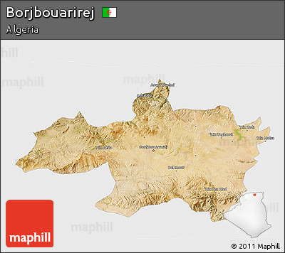 Satellite 3D Map of Borjbouarirej, single color outside