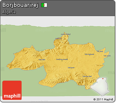 Savanna Style 3D Map of Borjbouarirej, single color outside