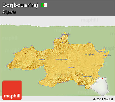 Savanna Style 3D Map of Borjbouarirej, single color outside