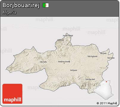 Shaded Relief 3D Map of Borjbouarirej, cropped outside