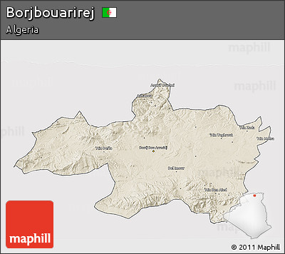 Shaded Relief 3D Map of Borjbouarirej, cropped outside