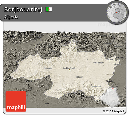 Shaded Relief 3D Map of Borjbouarirej, darken