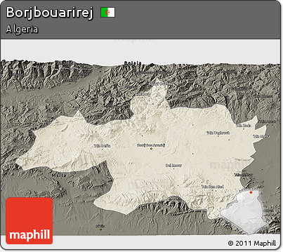 Shaded Relief 3D Map of Borjbouarirej, darken