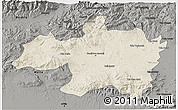 Shaded Relief 3D Map of Borjbouarirej, darken, semi-desaturated