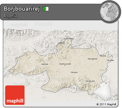 Shaded Relief 3D Map of Borjbouarirej, lighten