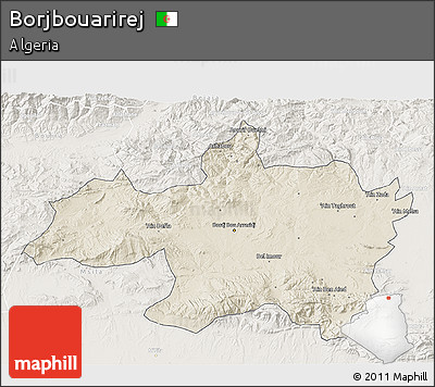 Shaded Relief 3D Map of Borjbouarirej, lighten
