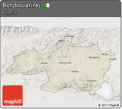 Shaded Relief 3D Map of Borjbouarirej, lighten