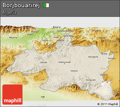 Shaded Relief 3D Map of Borjbouarirej, physical outside
