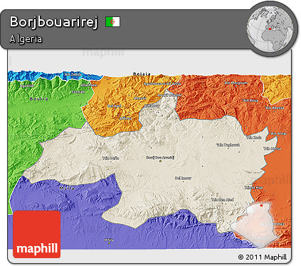 Shaded Relief 3D Map of Borjbouarirej, political outside
