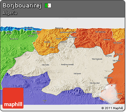 Shaded Relief 3D Map of Borjbouarirej, political outside