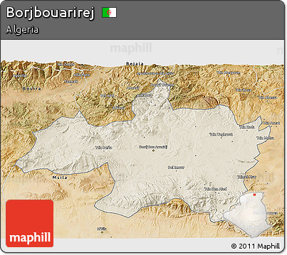 Shaded Relief 3D Map of Borjbouarirej, satellite outside