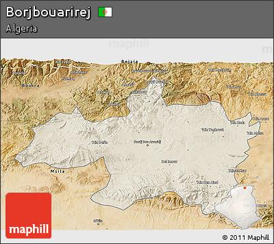 Shaded Relief 3D Map of Borjbouarirej, satellite outside