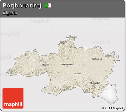 Shaded Relief 3D Map of Borjbouarirej, single color outside