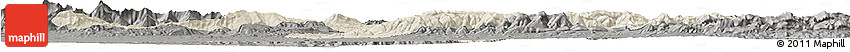Shaded Relief Horizon Map of Borjbouarirej, darken, semi-desaturated
