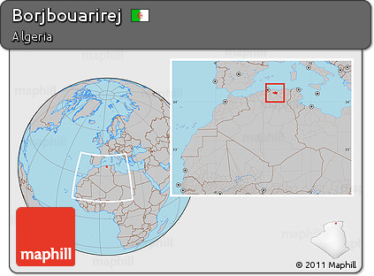 Gray Location Map of Borjbouarirej, within the entire country