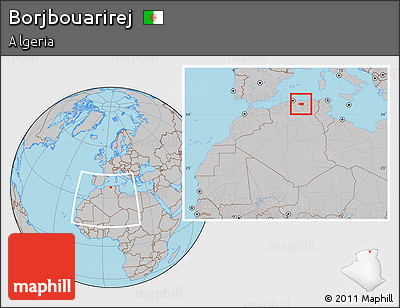 Gray Location Map of Borjbouarirej, within the entire country