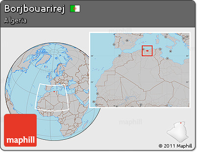 Gray Location Map of Borjbouarirej, within the entire country