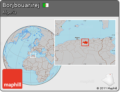 Gray Location Map of Borjbouarirej