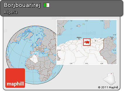 Gray Location Map of Borjbouarirej, highlighted country