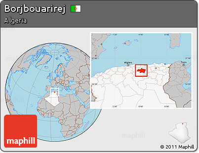 Gray Location Map of Borjbouarirej, highlighted country
