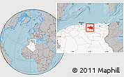 Gray Location Map of Borjbouarirej, highlighted country, hill shading