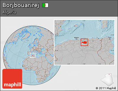 Gray Location Map of Borjbouarirej, hill shading