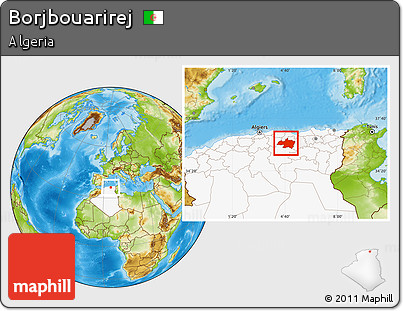 Physical Location Map of Borjbouarirej, highlighted country