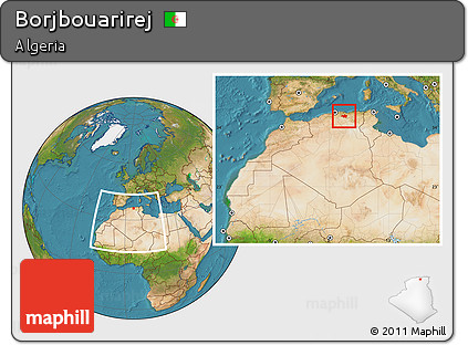 Satellite Location Map of Borjbouarirej, within the entire country