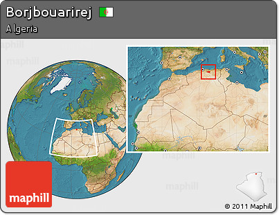 Satellite Location Map of Borjbouarirej, within the entire country