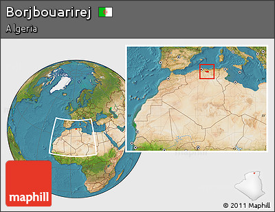 Satellite Location Map of Borjbouarirej, within the entire country