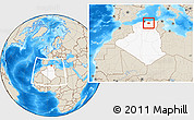 Shaded Relief Location Map of Borjbouarirej, highlighted country, within the entire country