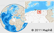 Shaded Relief Location Map of Borjbouarirej, highlighted country