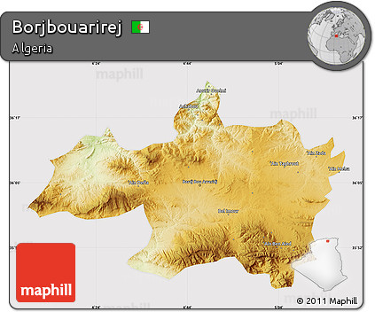 Physical Map of Borjbouarirej, cropped outside