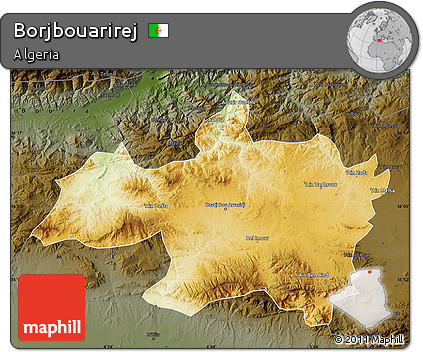 Physical Map of Borjbouarirej, darken