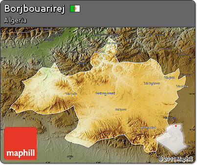 Physical Map of Borjbouarirej, darken