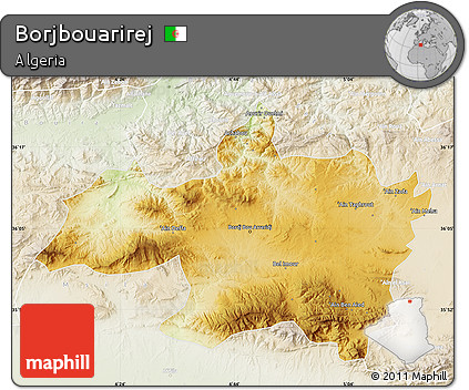 Physical Map of Borjbouarirej, lighten
