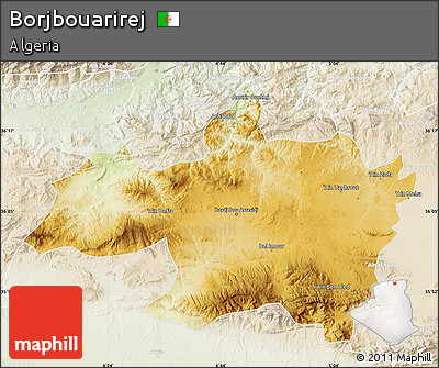 Physical Map of Borjbouarirej, lighten