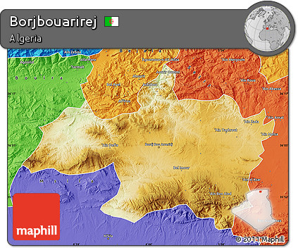 Physical Map of Borjbouarirej, political outside