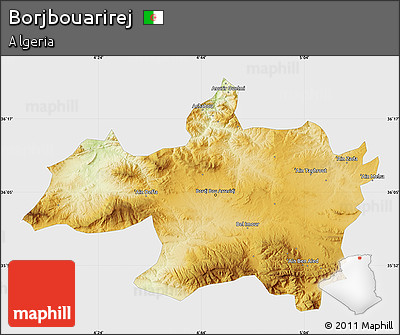 Physical Map of Borjbouarirej, single color outside