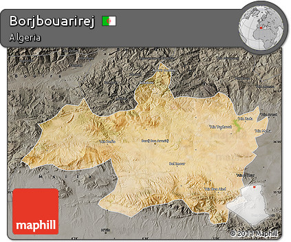 Satellite Map of Borjbouarirej, darken, semi-desaturated