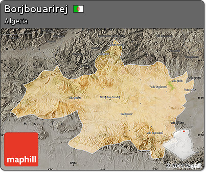 Satellite Map of Borjbouarirej, darken, semi-desaturated