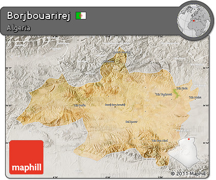 Satellite Map of Borjbouarirej, lighten, semi-desaturated