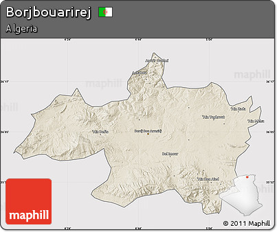 Shaded Relief Map of Borjbouarirej, cropped outside