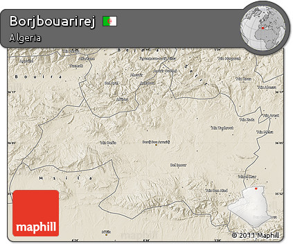 Shaded Relief Map of Borjbouarirej