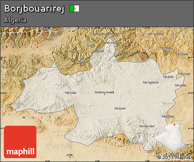 Shaded Relief Map of Borjbouarirej, satellite outside