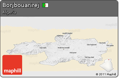 Classic Style Panoramic Map of Borjbouarirej, single color outside