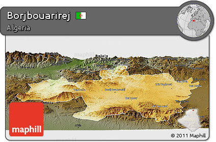 Physical Panoramic Map of Borjbouarirej, darken
