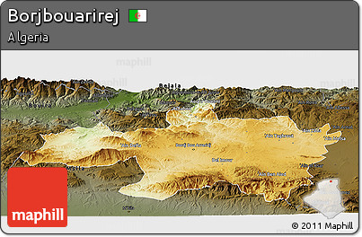 Physical Panoramic Map of Borjbouarirej, darken