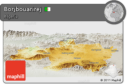 Physical Panoramic Map of Borjbouarirej, lighten, semi-desaturated